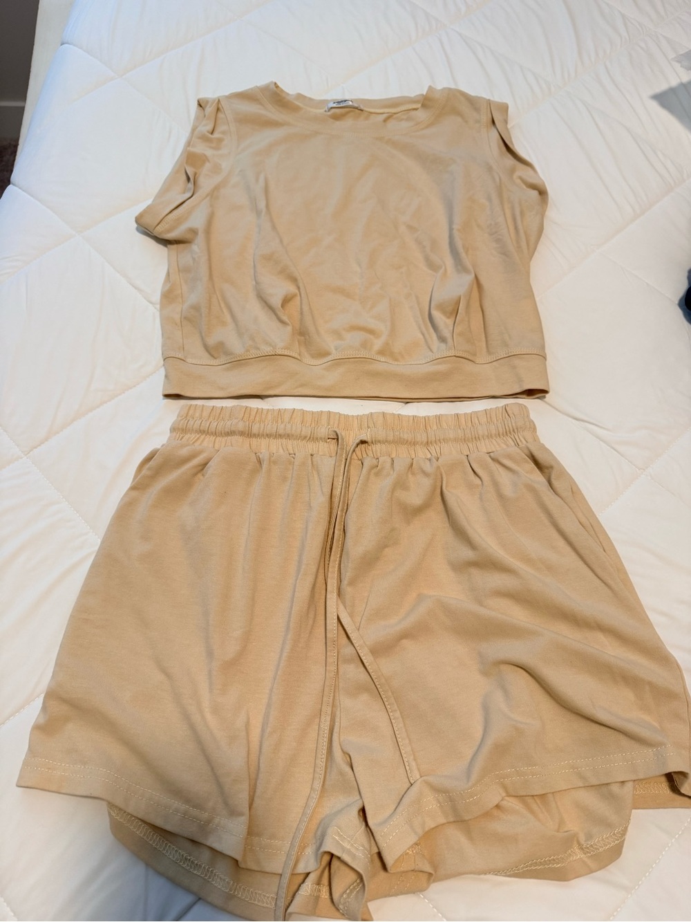 Casual Two-Piece Lounge Set in Beige